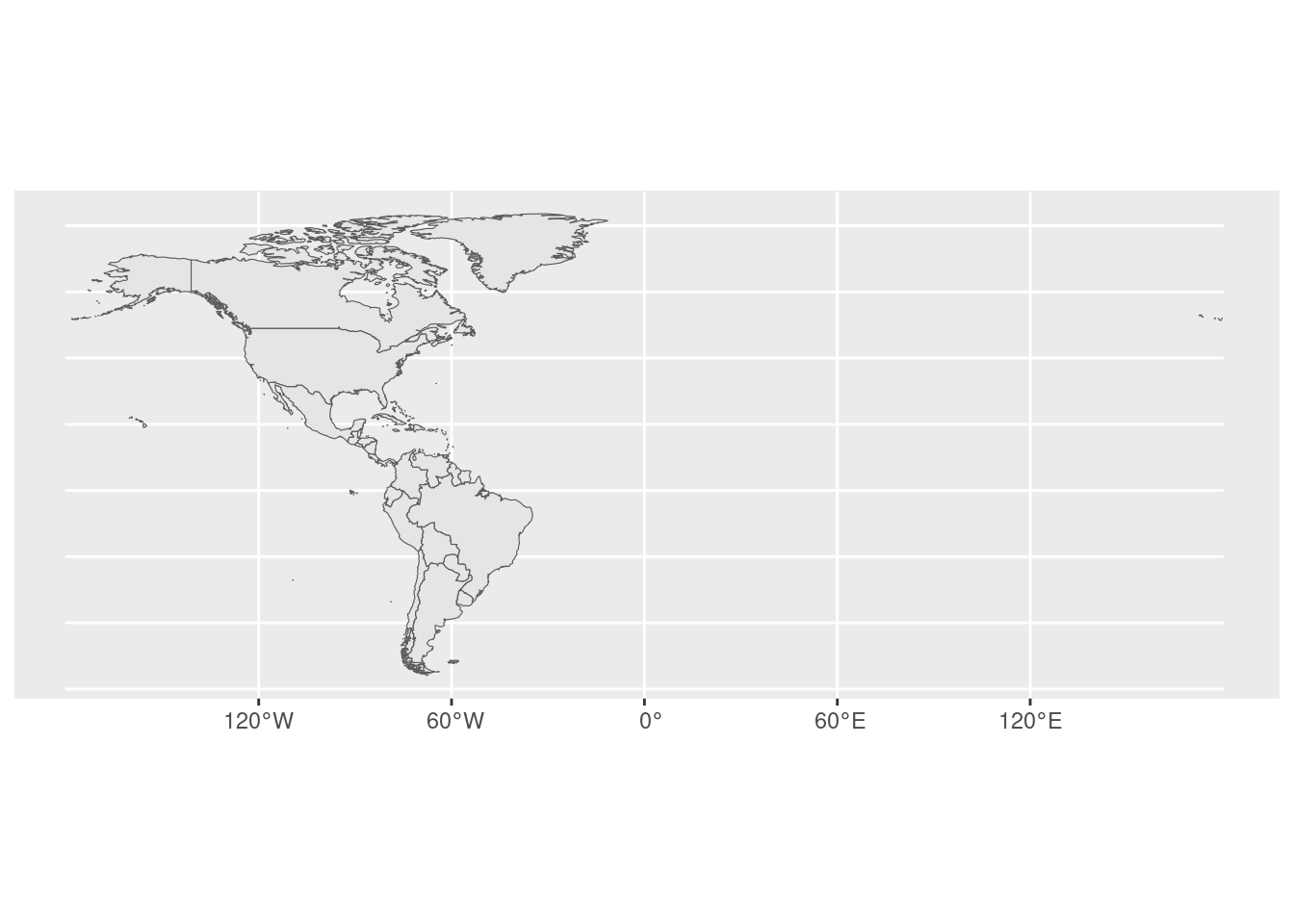 A blank map of the world, showing only the outlines of the countries in Western Hemisphere.